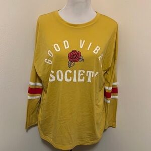 Mighty Fine Yellow 'Good Vibe Society' Long Sleeve Tee